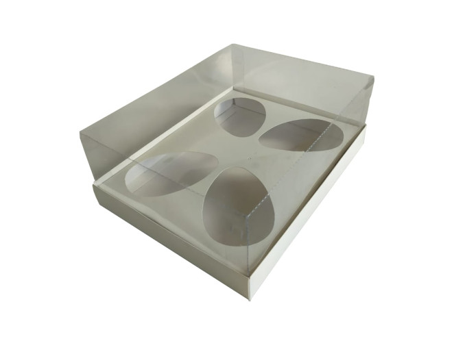 Caixa para Ovo de Colher 4x100/150gr 24x18,5x9 BRANCO Corpo PET Com 05
