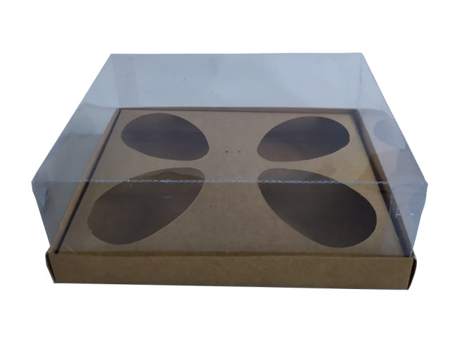 Caixa para Ovo de Colher 4x100/150gr 24x18,5x9 KRAFT Corpo PET Com 05