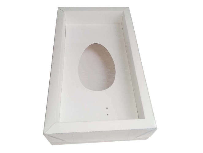 Caixa para Ovo de Colher 250gr Moldura 28,8x16,8x6,5 BRANCO Tampa PET Com 05