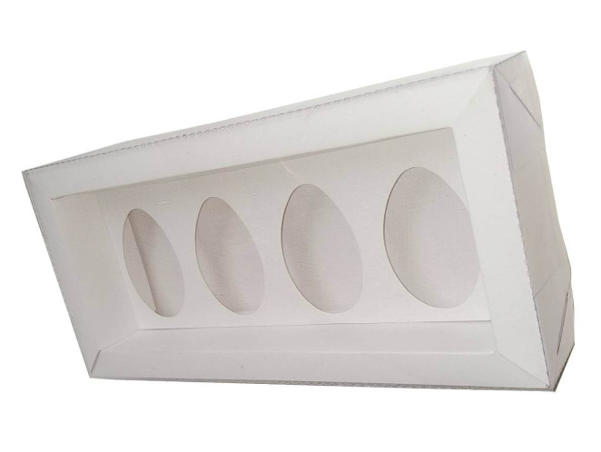 Caixa para Ovo de Colher 4x50gr Moldura 23x10,5x4 BRANCO Tampa PET Com 10
