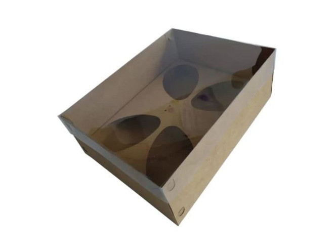 Caixa para Ovo de Colher 4x100/150gr 24x18,5x9 KRAFT Tampa PET C/10