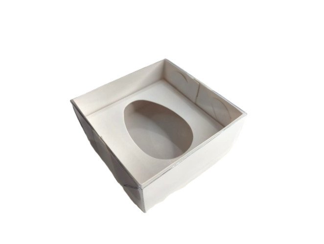 Caixa para Ovo de Colher 50gr 8x8x4 BRANCO Tampa PET Com 10