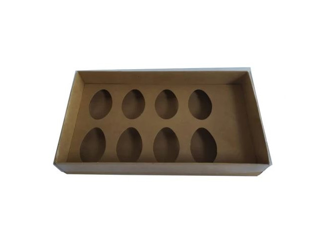 Caixa para Ovo de Colher 8x50gr 27x15x5 KRAFT Tampa PET Com 10