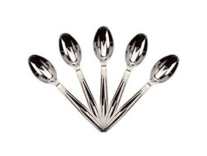 Colher de Sobremesa Luxo Plástico Metálico PRATA Com 10