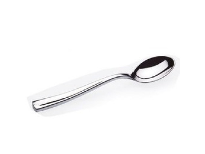 Colher de Sobremesa Luxo Plástico Metálico PRATA Com 10