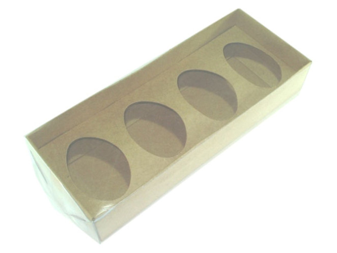 Caixa para Ovo de Colher 4x50gr 20,6x8,3x3,5 KRAFT Tampa PET Com 10