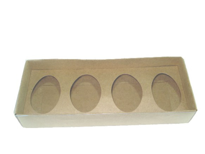 Caixa para Ovo de Colher 4x50gr 20,6x8,3x3,5 KRAFT Tampa PET Com 10