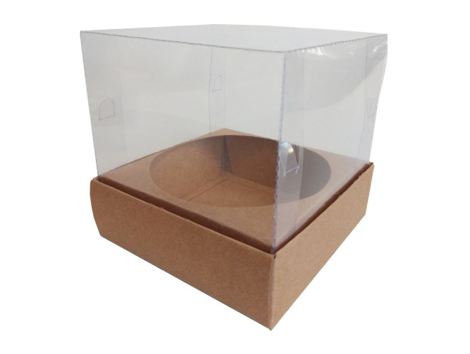 Caixa para Panetone 100gr 10X10X10 KRAFT Com Berço Corpo PET C/ 10