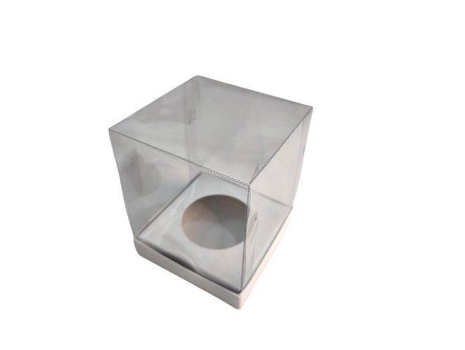 Caixa para Ovo de Páscoa 150gr 10X10X13 BRANCO Corpo Transparente Com 10