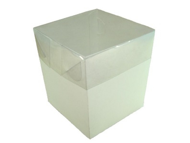 Caixa para Panetone 250gr 12x12x12 BRANCO Tampa PET Com 10