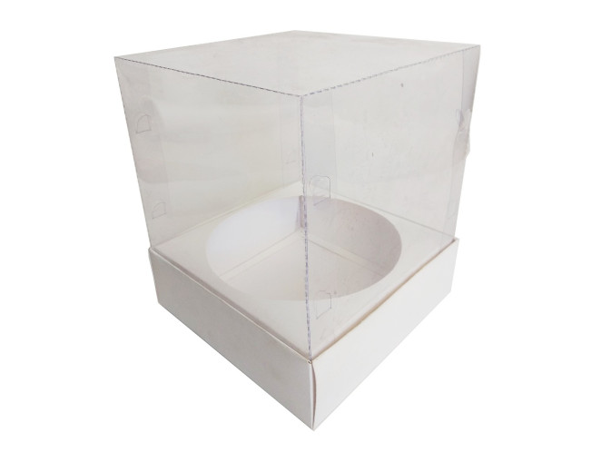 Caixa para Panetone 750 a 1Kg BRANCO Corpo PET Com Berço 17x17x20 C/05
