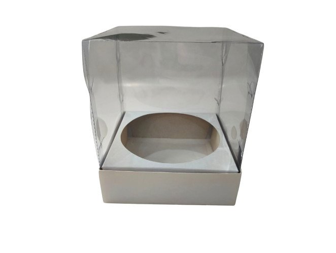 Caixa para Panetone 500gr BRANCO Com Berço Corpo PET 15x15x18 Com 05
