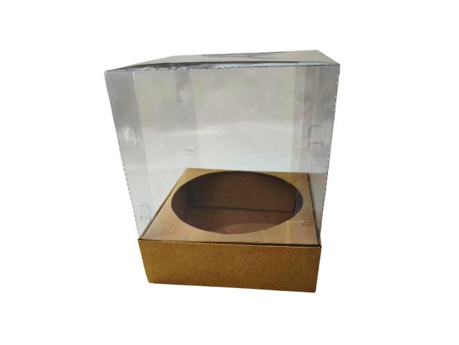 Caixa para Panetone 100gr 10X10X10 KRAFT Com Berço Corpo PET C/ 10