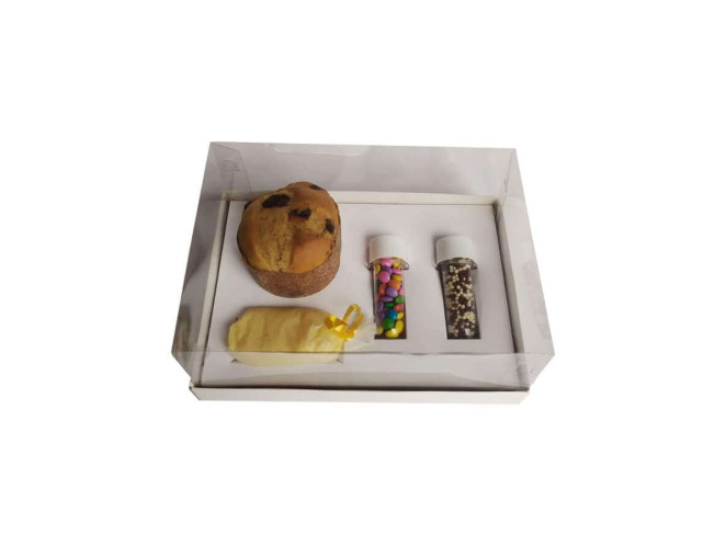 Caixa para Panetone Mini Confeiteiro 22x15,5x9 BRANCO Corpo PET Com 05