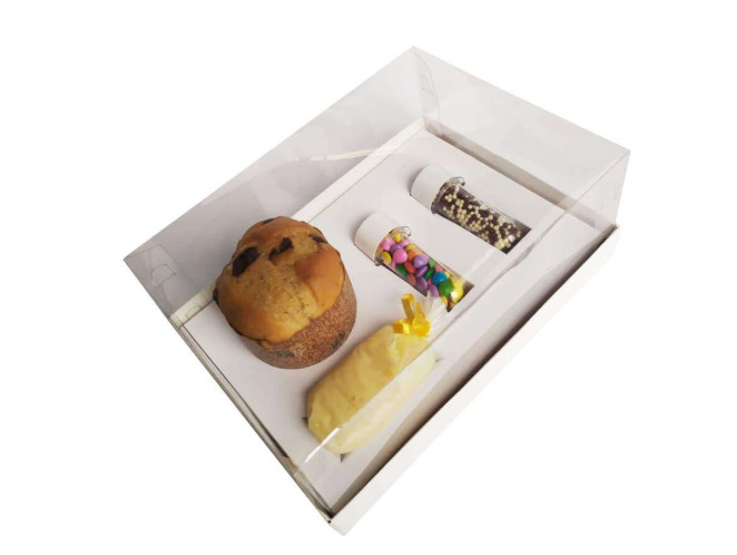Caixa para Panetone Mini Confeiteiro 22x15,5x9 BRANCO Corpo PET Com 05