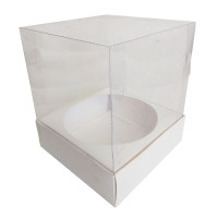 Caixa para Panetone 500gr BRANCO Com Berço Corpo PET 15x15x18 Com 05