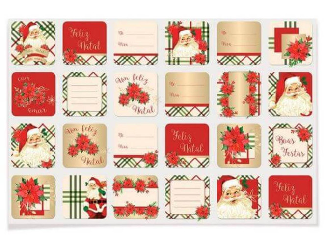 Cartela de Etiqueta Adesiva Natal Magia Cromus Com 48 Adesivos