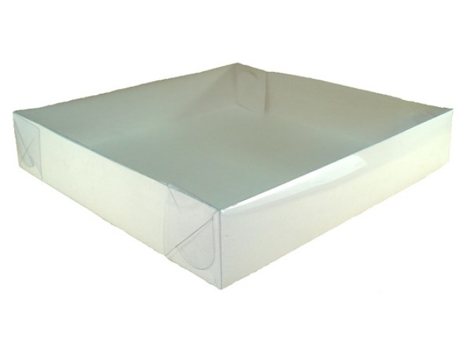 Caixa para Presentes 21x21x4 BRANCO Tampa PET Com 10