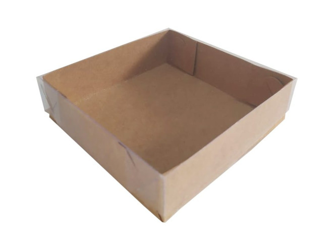 Caixa para Ovo Frito Chocolate 11x11x3 KRAFT Tampa PET C/10