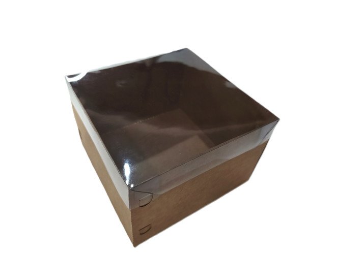 Caixa para Presente 13,5x13,5x9 KRAFT Tampa PET Com 10