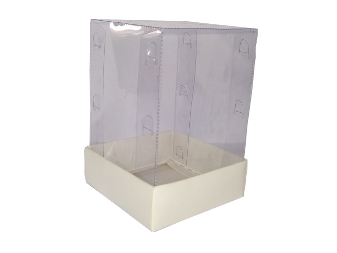 Caixa para Presentes 12x12x22 BRANCO Corpo Transparente Com 10