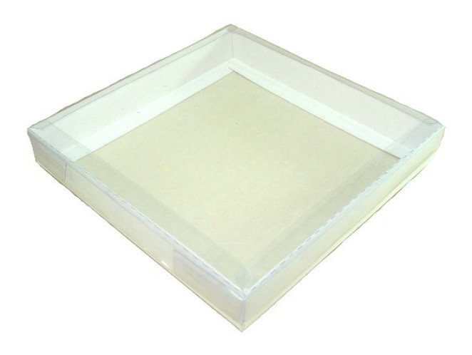 Caixa para Biscoito e Presente 16x16x2,5 BRANCO Tampa PET Com 10