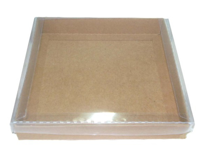 Caixa para Biscoito e Presente 16x16x2,5 KRAFT Tampa PET Com 10