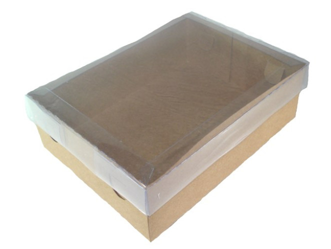Caixa para Presente 30x22x9 KRAFT Tampa PET Com 10