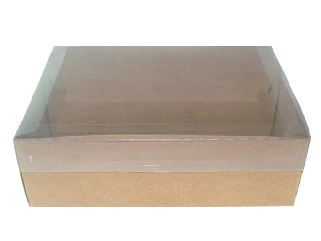 Caixa para Presente 30x22x9 KRAFT Tampa PET Com 10