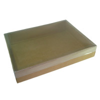 Caixa para Presente 35x27x6 KRAFT Tampa PET Com 05