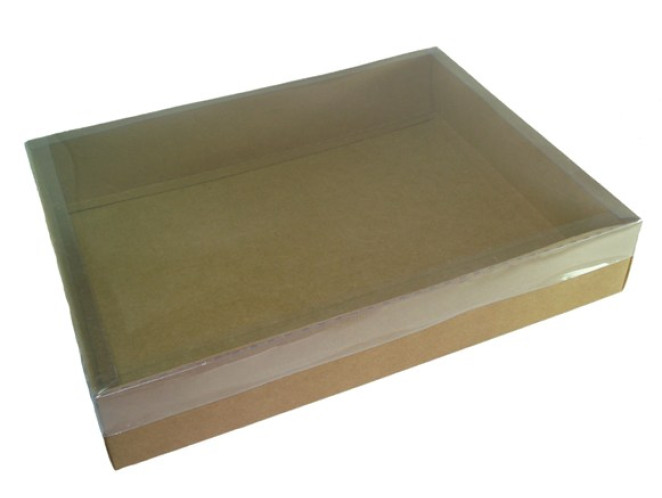 Caixa para Presente 35x27x6 KRAFT Tampa PET Com 05