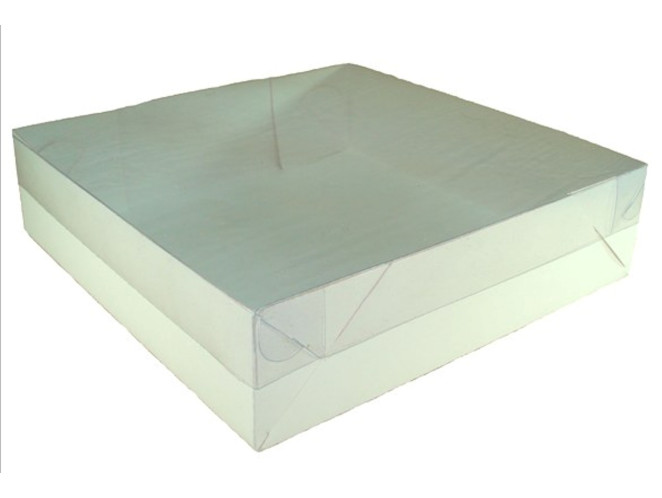 Caixa para 16 Brownie 25x25x5 BRANCO Tampa PET sem Berço Com 10