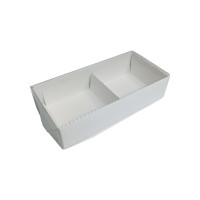 Caixa para 02 Brownie com Pétala 14,5x7x3,5 BRANCO Tampa PET Com 10