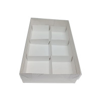 Caixa para 06 Brownie com Pétala 21x13x5 BRANCO Tampa PET Com 10