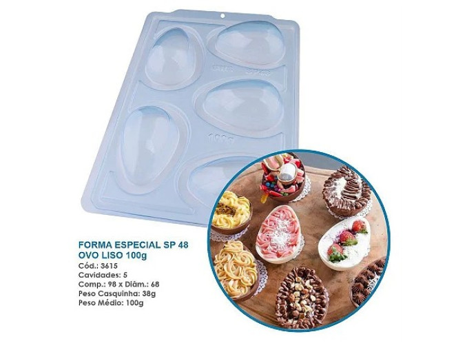 Forma BWB Ovo de Páscoa 100gr SP48 Ref.3615 Com Silicone