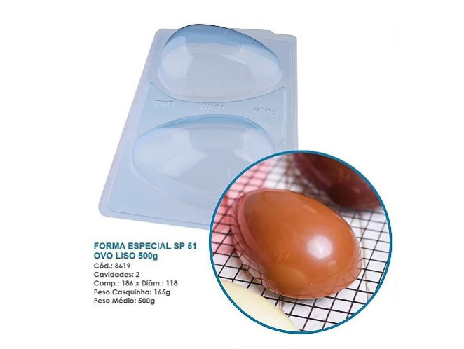 Forma BWB Ovo de Páscoa 500gr SP51 Ref.3619 Com Silicone