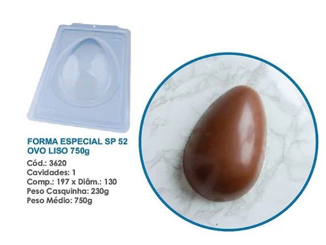 Forma BWB Ovo de Páscoa 750gr SP52 Ref.3620 Com Silicone