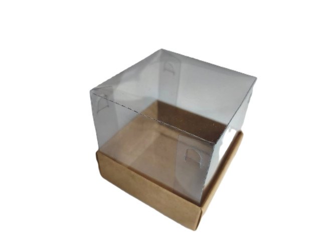 Caixa para Panetone 100gr 10X10X10 KRAFT Corpo PET Com 10
