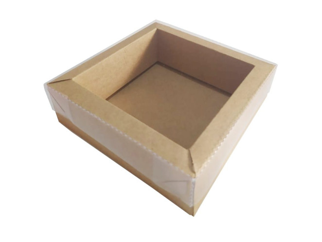Caixa Moldura 14x14x4,5 KRAFT Tampa PET Com 10