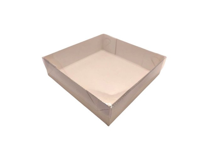 Caixa para 16 Brownie 25x25x5 BRANCO Tampa PET sem Berço Com 10 Caixa para 16 Brownie 25x25x5 BRANCO Tampa PET sem Berço Com 10