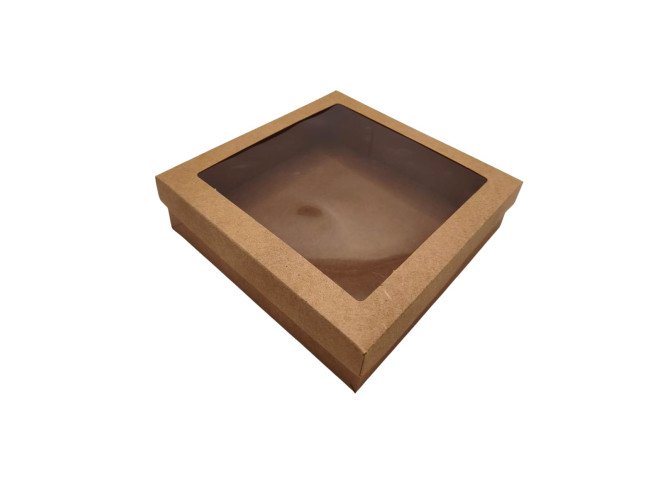 Caixa para Presente KRAFT Visor PET 15,5x15,5x4 Com 10 Caixa para Presente KRAFT Visor PET 15,5x15,5x4 Com 10