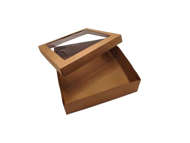 Caixa para Presente e Doce KRAFT Visor PET 25x25x5 Com 10